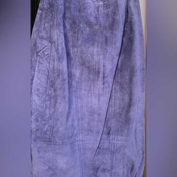 EUC vintage purple leather suede midi skirt - Picture 3 of 8